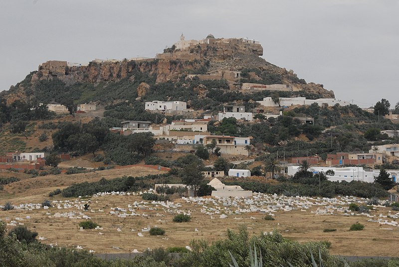 Takrouna, Berber village perched on a hill, offering panoramic views of the Tunisian plain and coast