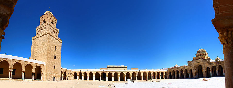 Great Mosque of Kairouan, iconic building with courtyard, porticoes, and hypostyle halls