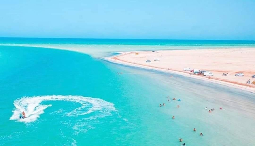 Sangho Beach in Zarzis, fine sand and turquoise sea, a southern Tunisian seaside site known for its authenticity