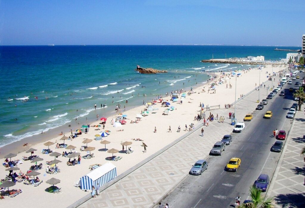 Sousse beaches, fine sand and turquoise waters, known for their hotels and lively seaside atmosphere
