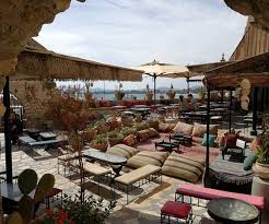 Sidi Bou Hdid Café in Hammamet, iconic medina spot by the sea, known for traditional decor and ambiance