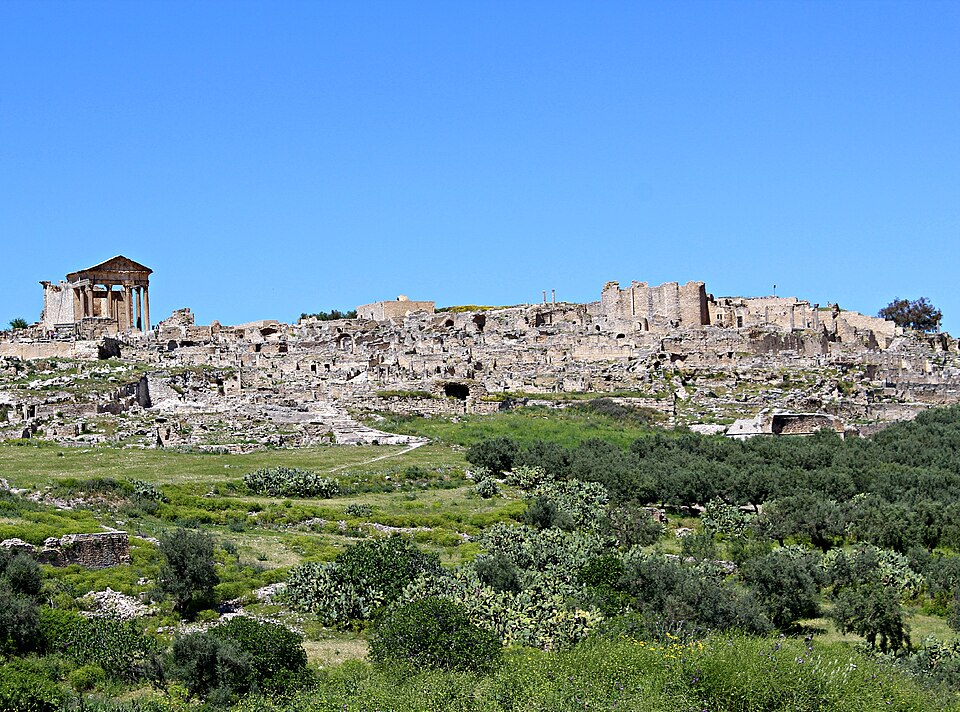 Dougga archaeological site, UNESCO-listed ancient city with Numidian, Punic and Roman remains in northwestern Tunisia
