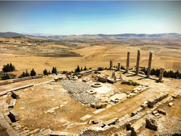 Temple of Saturn in Dougga, Roman sanctuary dedicated to the god Saturn, archaeological site in northwest Tunisia